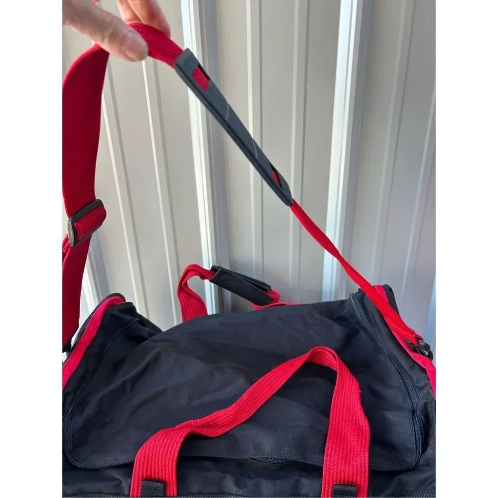 Budweiser duffle tote bag‎ black red 23x12x14 adj strap